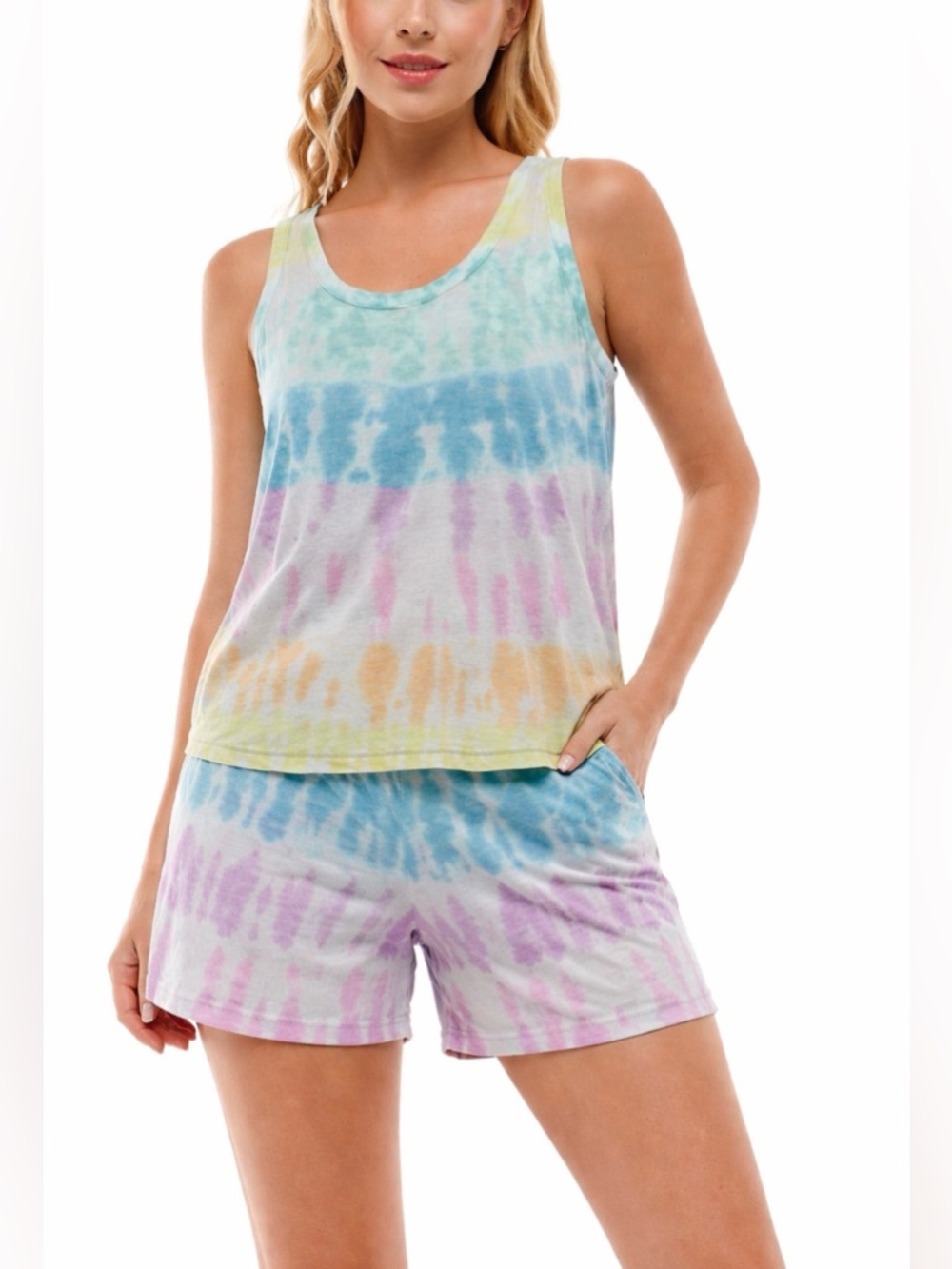 Roudelain Woman's Vintage Tie Dye Jersey Pajama Top/shorts Set Size Small